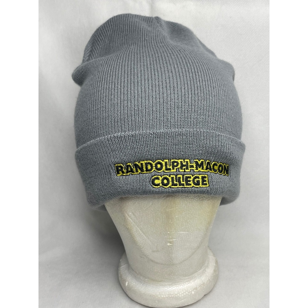 Randolph-Macon College RMC Adult OSFM Knit Gray Yellow Beanie Hat Outdoor Cap